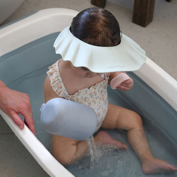 Visière de bain bébé en silicone ondulée Vert de gris