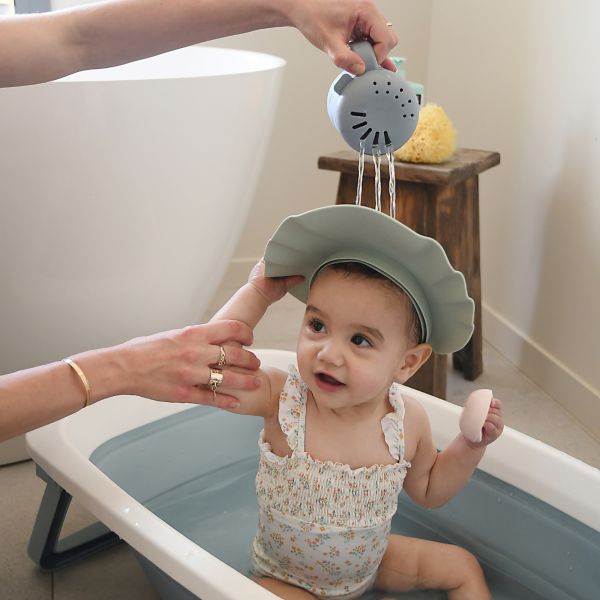 Visière de bain bébé en silicone ondulée Vert de gris