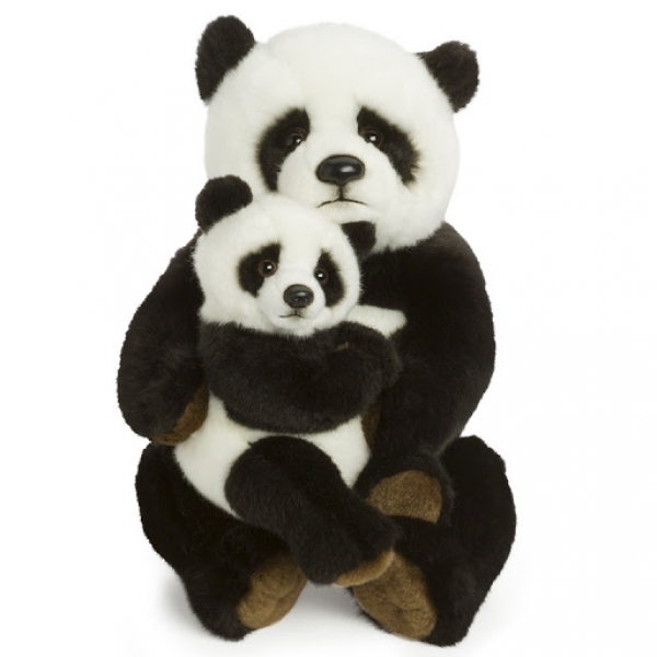 Peluche WWF Panda Maman avec bébé 28 cm