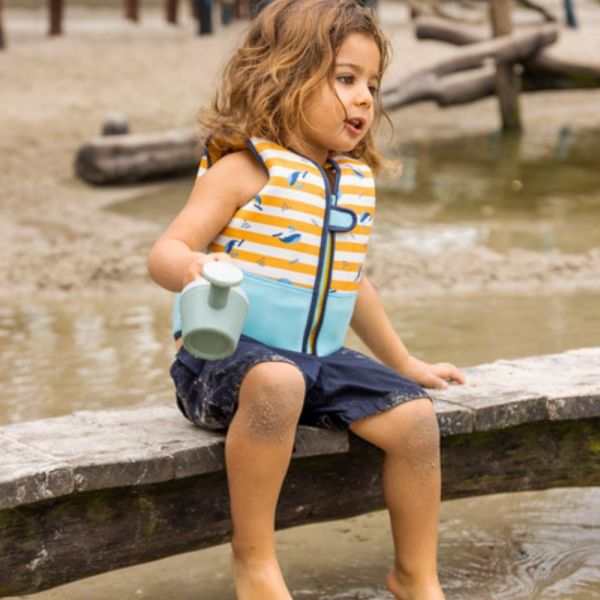 Gilet de sauvetage enfant 4-6 ans - Rayé Blanc/Jaune Baleine